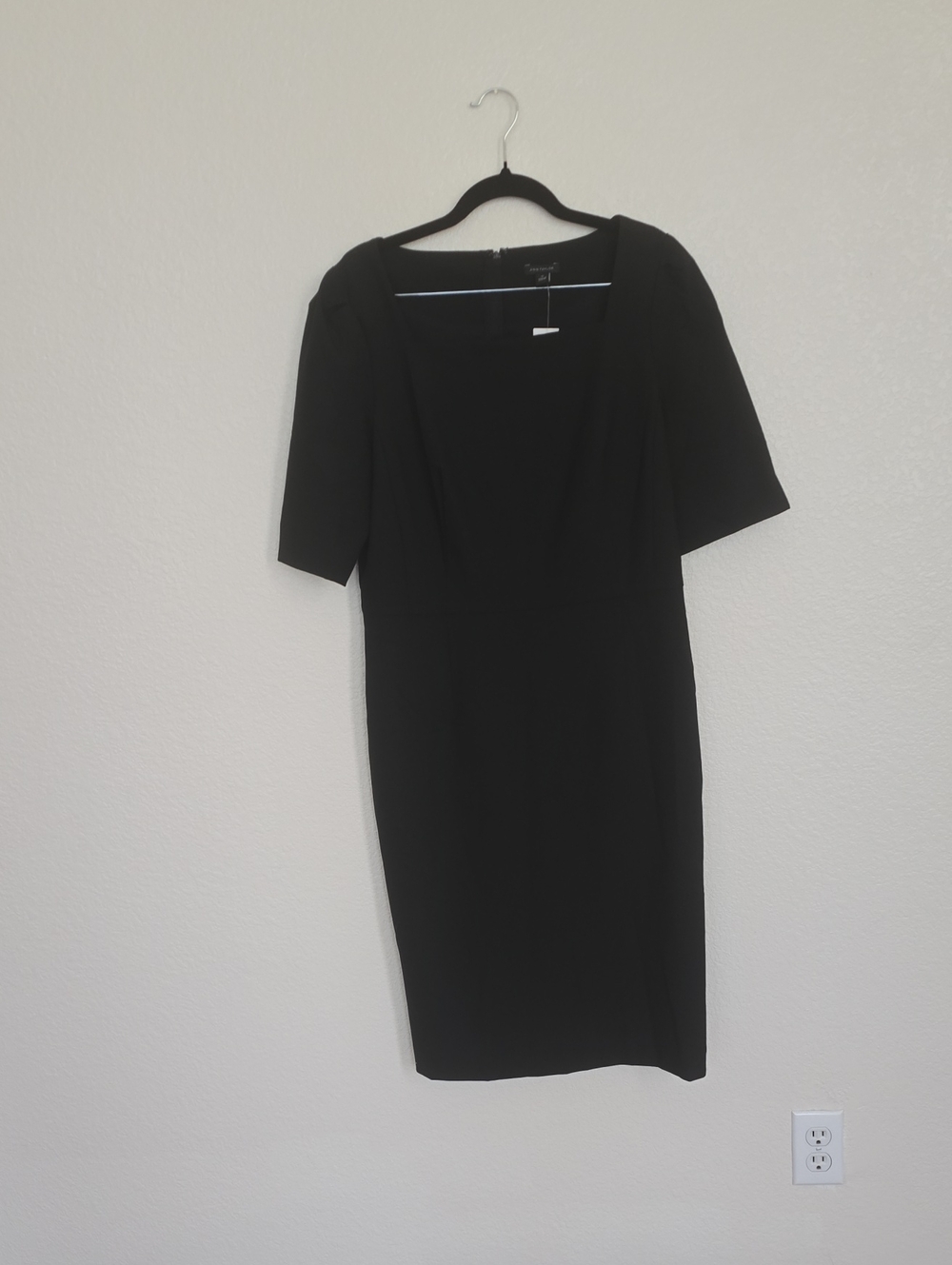 Ann Taylor Black Square-Neck Midi Sheath Dress